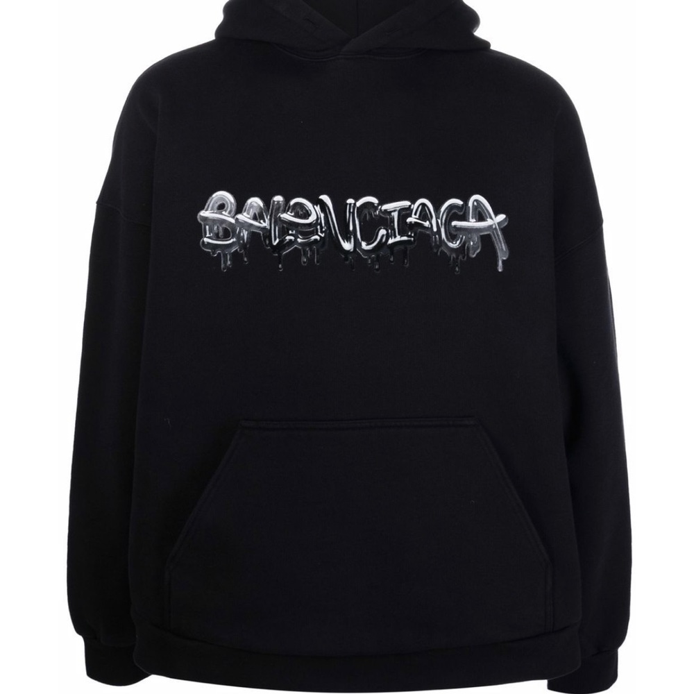 Balenciaga Slime Graffiti Logo-Print Hoodie Black Mens 2 Medium / Large